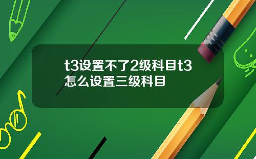 t3设置不了2级科目t3怎么设置三级科目