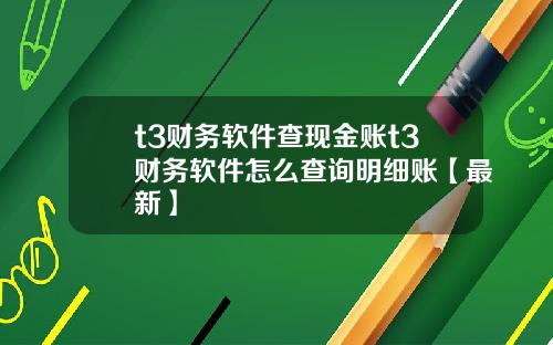 t3财务软件查现金账t3财务软件怎么查询明细账【最新】