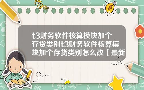 t3财务软件核算模块加个存货类别t3财务软件核算模块加个存货类别怎么改【最新】
