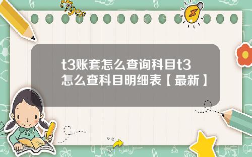 t3账套怎么查询科目t3怎么查科目明细表【最新】