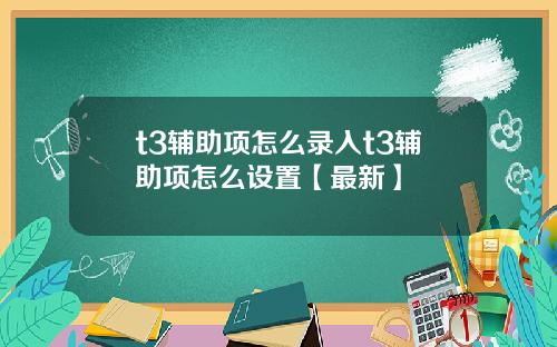 t3辅助项怎么录入t3辅助项怎么设置【最新】