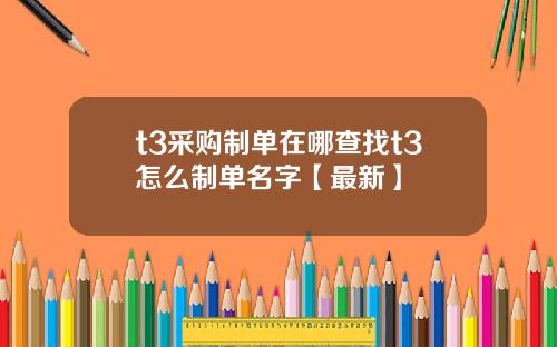 t3采购制单在哪查找t3怎么制单名字【最新】