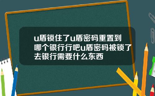 u盾锁住了u盾密码重置到哪个银行行吧u盾密码被锁了去银行需要什么东西