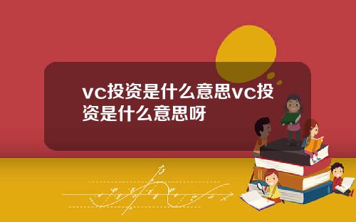 vc投资是什么意思vc投资是什么意思呀