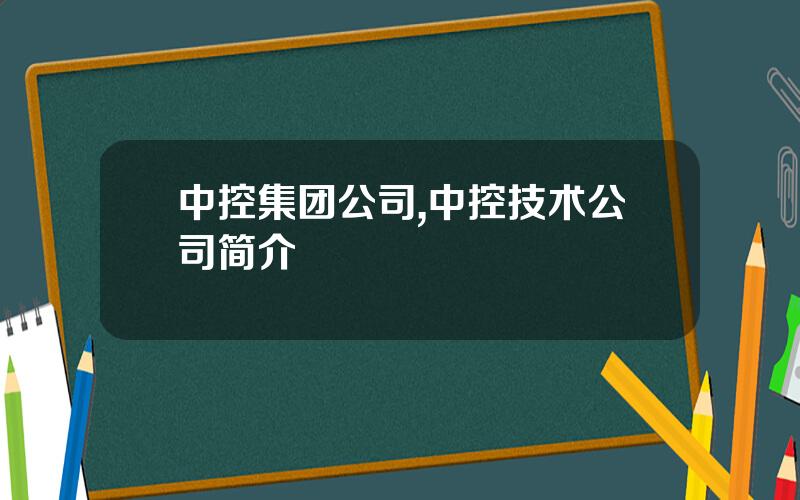 中控集团公司,中控技术公司简介
