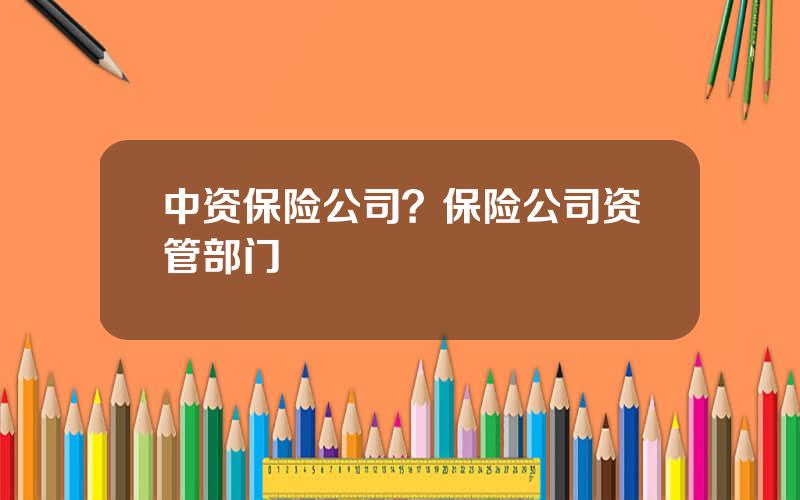 中资保险公司？保险公司资管部门