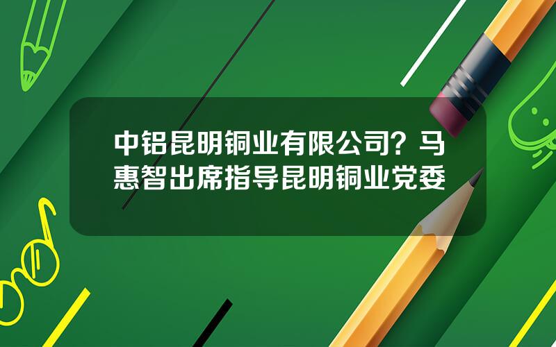 中铝昆明铜业有限公司？马惠智出席指导昆明铜业党委