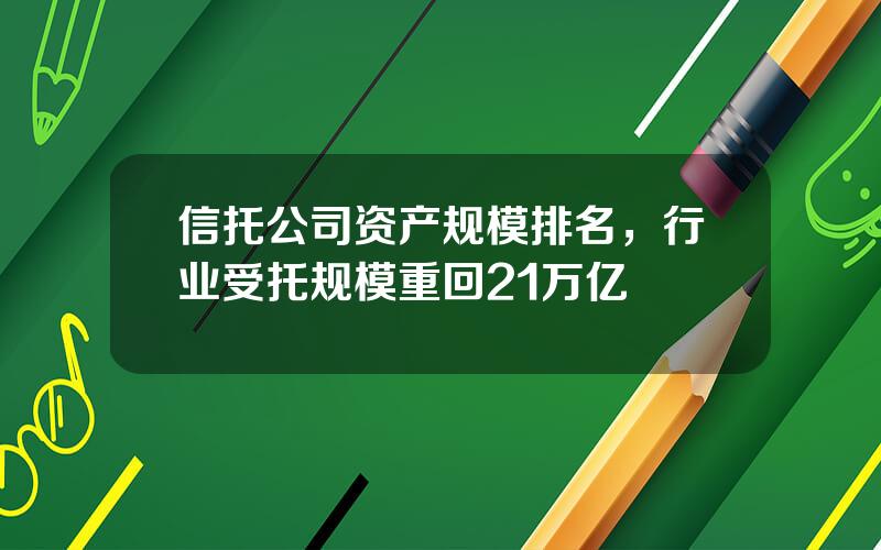 信托公司资产规模排名，行业受托规模重回21万亿