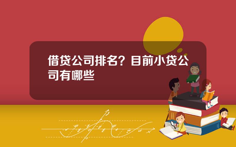 借贷公司排名？目前小贷公司有哪些