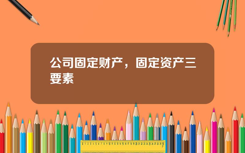 公司固定财产，固定资产三要素
