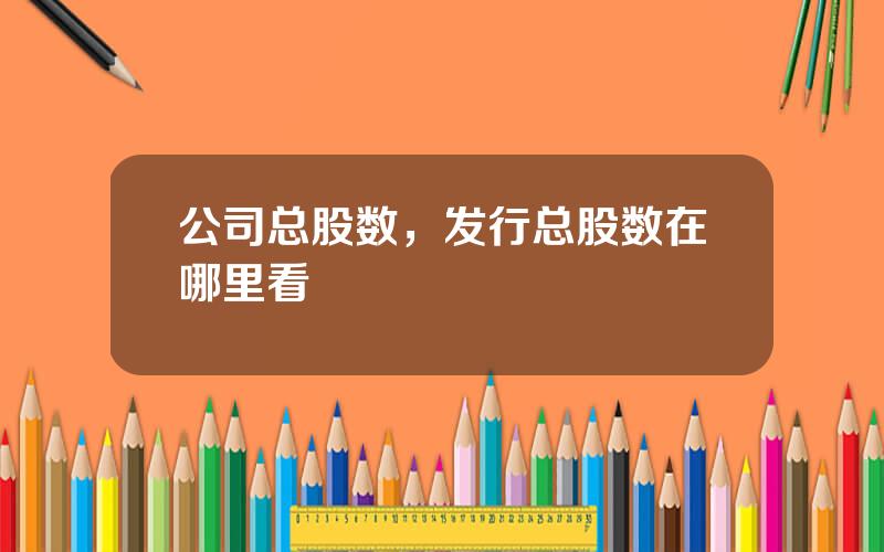 公司总股数，发行总股数在哪里看