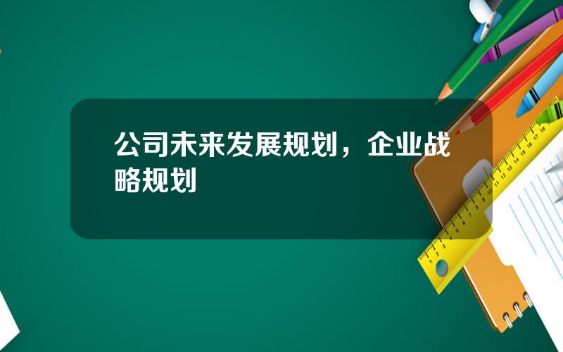 公司未来发展规划，企业战略规划