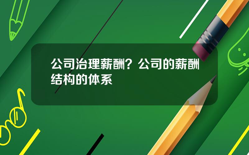 公司治理薪酬？公司的薪酬结构的体系