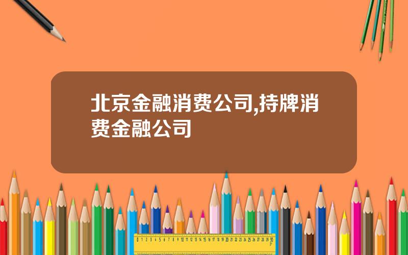 北京金融消费公司,持牌消费金融公司