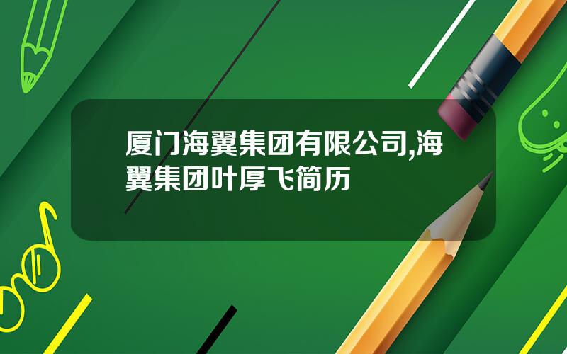 厦门海翼集团有限公司,海翼集团叶厚飞简历