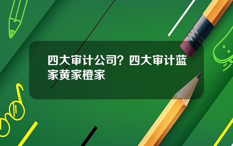 四大审计公司？四大审计蓝家黄家橙家