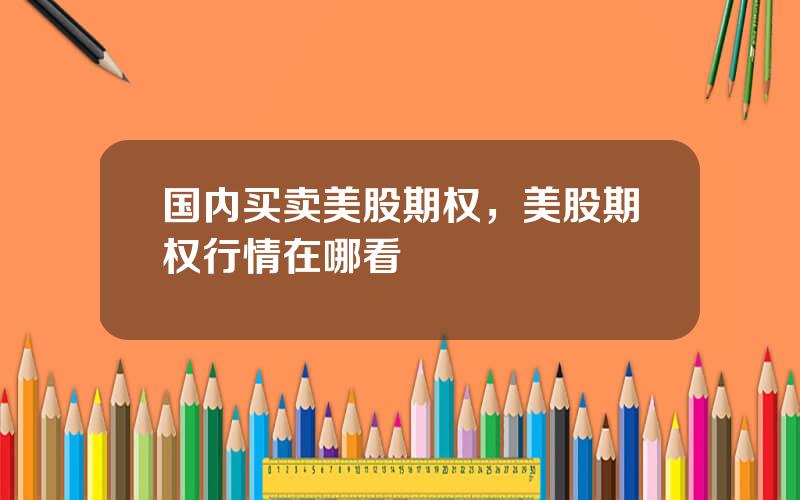 国内买卖美股期权，美股期权行情在哪看