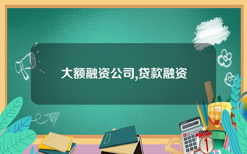 大额融资公司,贷款融资