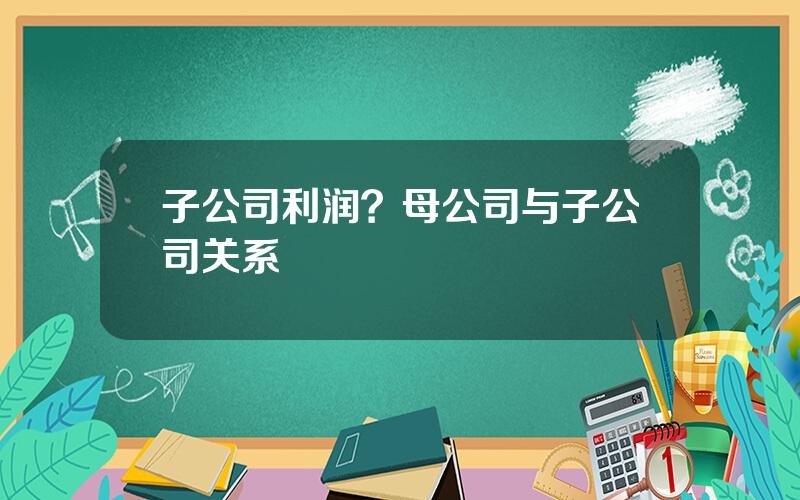 子公司利润？母公司与子公司关系
