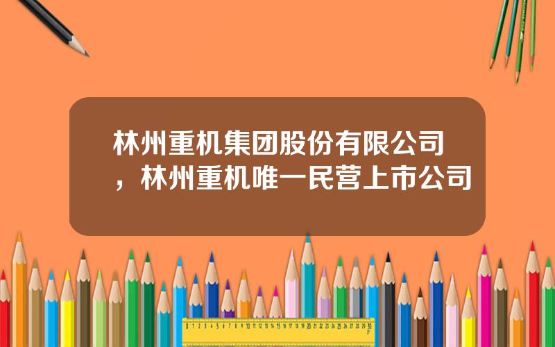 林州重机集团股份有限公司，林州重机唯一民营上市公司