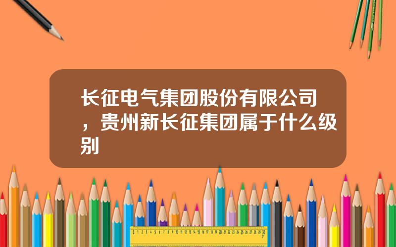 长征电气集团股份有限公司，贵州新长征集团属于什么级别